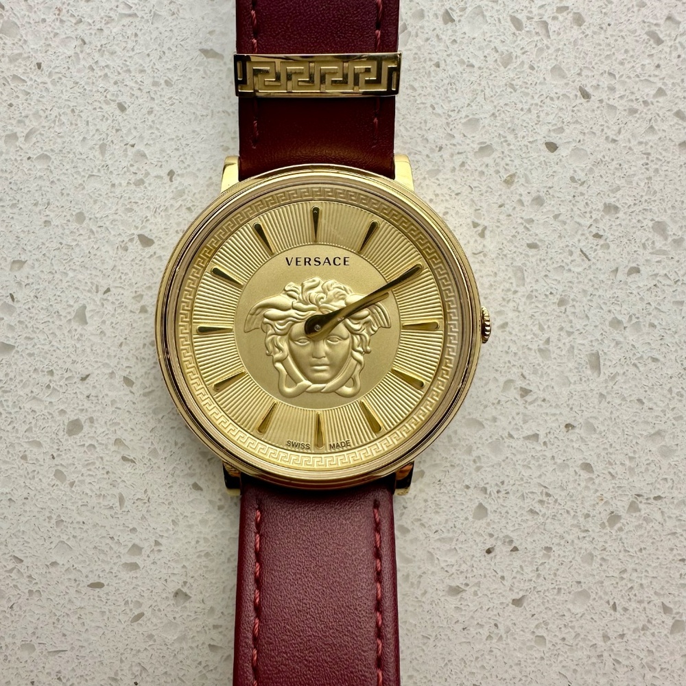 Versace Gold Medusa Dial Watch with Brown Leather Strap